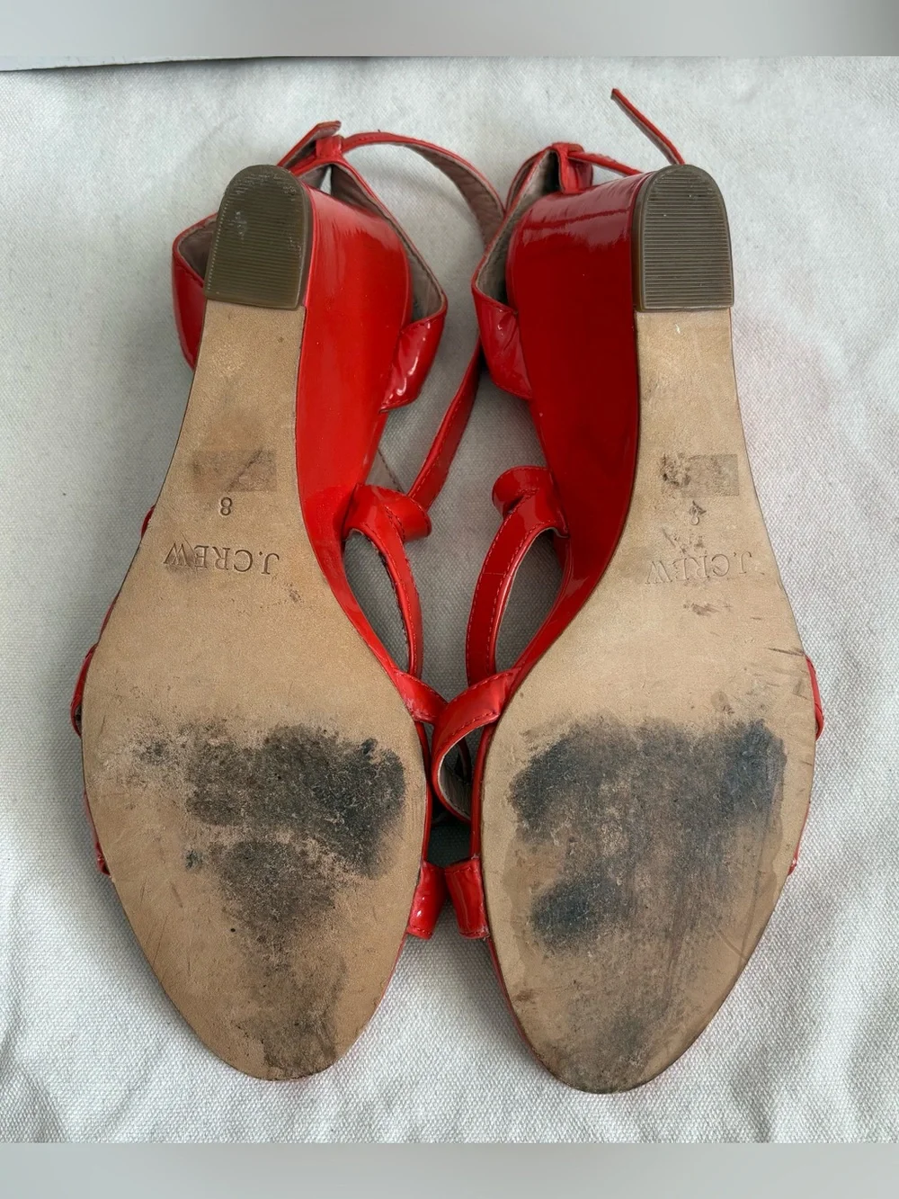 J.CREW Women’s Coral Patent Leather Strappy Wedge Sandals Ankle Strap US 8
